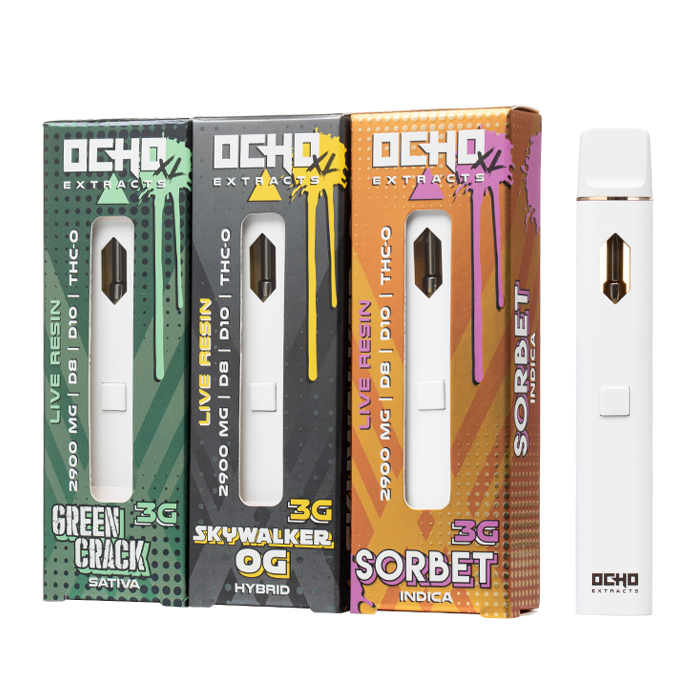 Ocho Extracts XL Tri-Blend D8 + D10 + THC-P Live Resin Disposable 3G
