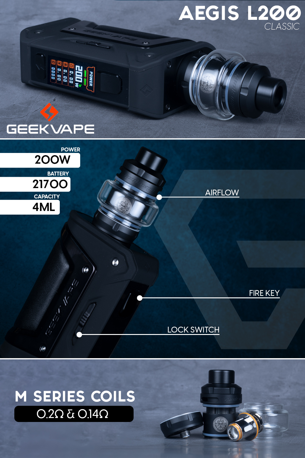 Geek Vape L200 Classic 200W Starter Kit $69.99